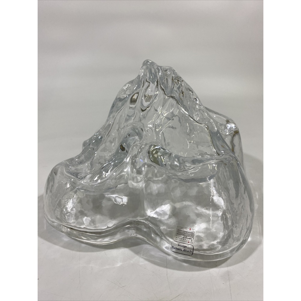 Vintage SEA Glasbruck Sweden Heavy Glacier Tea Light  candle holder Renate Stock